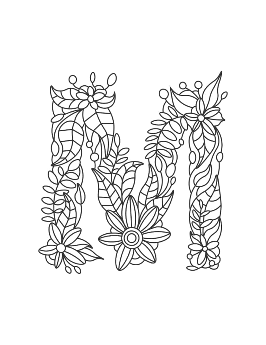Flower Letter M Kids Coloring Pages Pdf Free Vectors